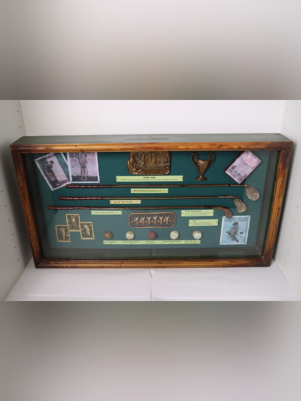 History Of Golf Collectible Shadow Box With Glass Cover (20.5"×11"×3")